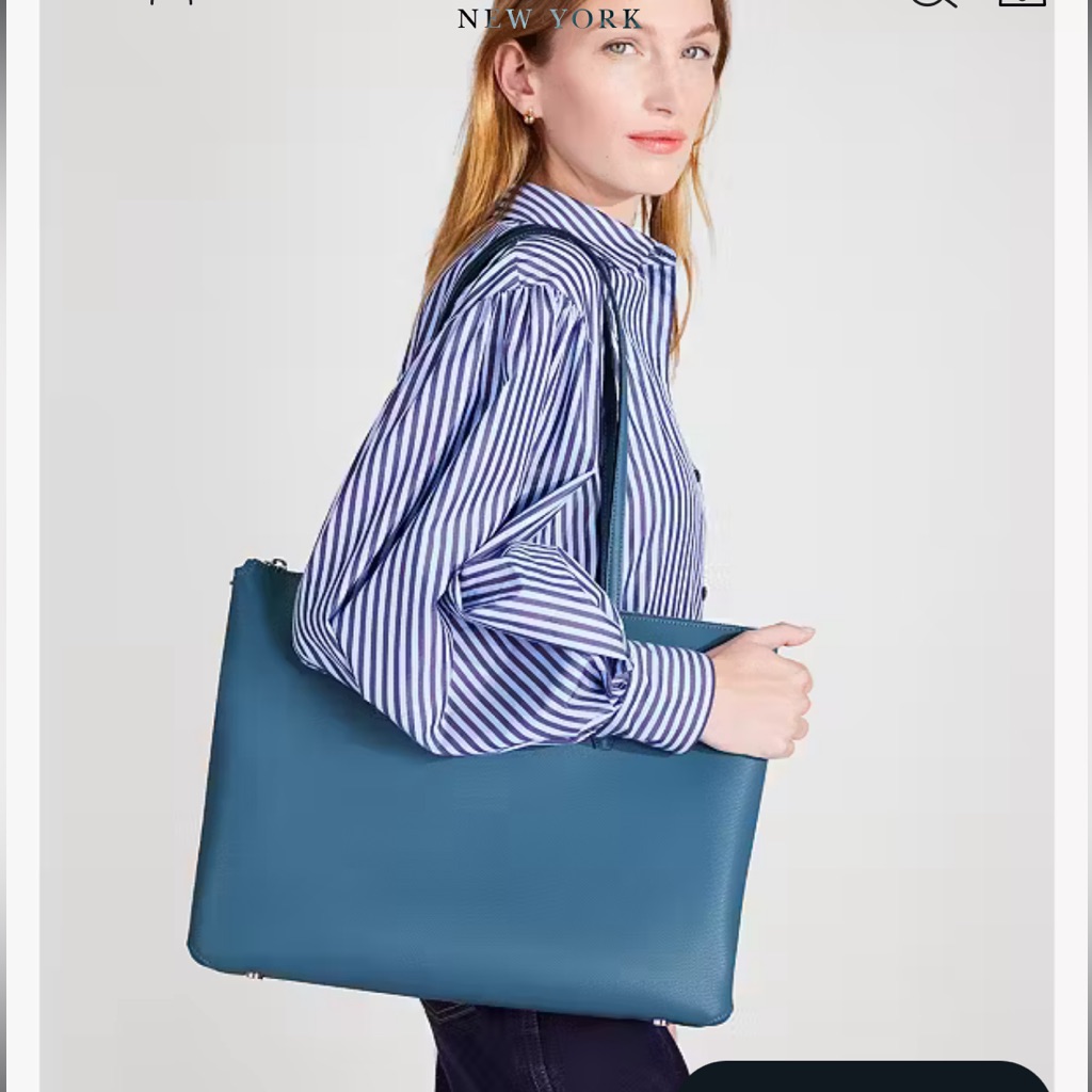 Kate Spade Large Manta Blue Tote With Pink Dust Bag Msrp $329